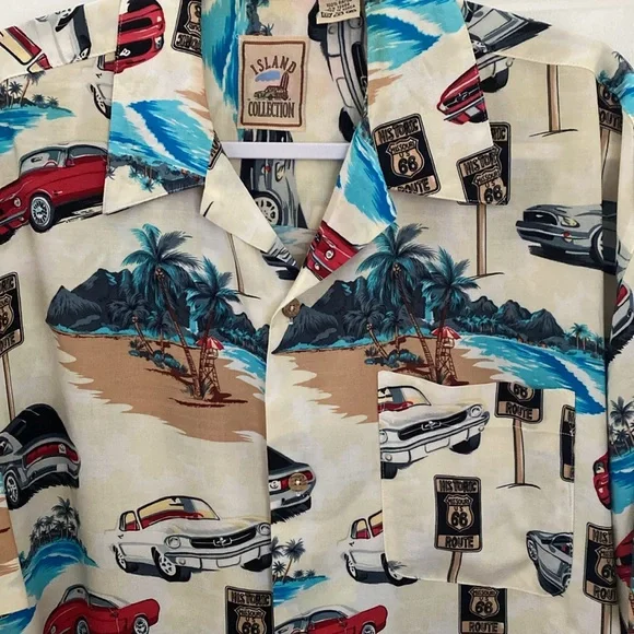 Vintage Mustang Cars Casual Button Down Shirt. Made in Korea. Size Medium - Picture 7 of 11